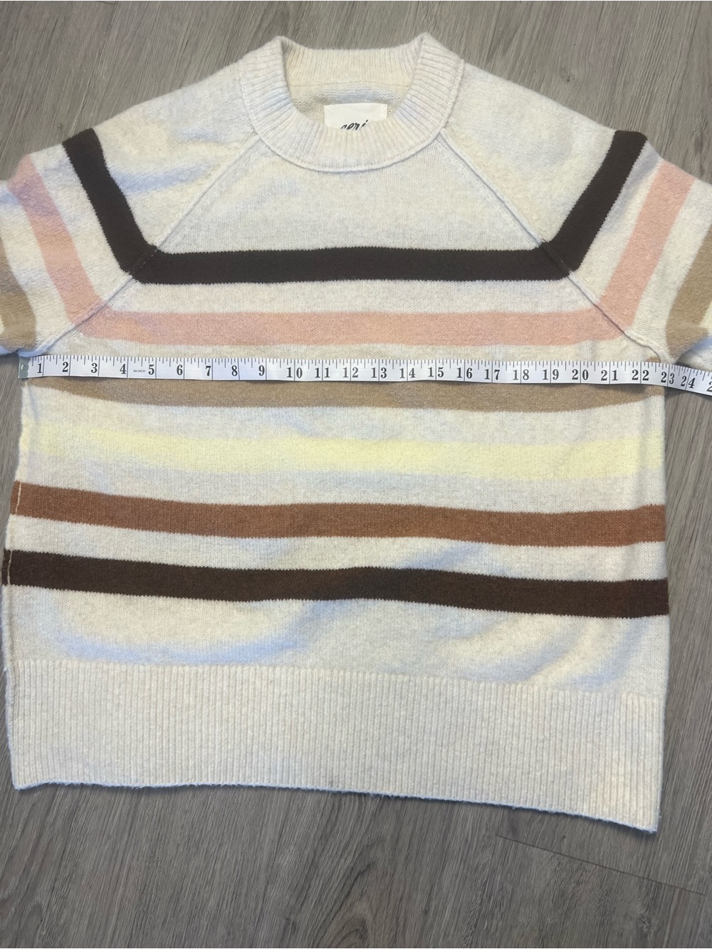 aerie Cream Striped Cowl-Neck Sweater with Pastel Accents | Oversized - Picture 5 of 7
